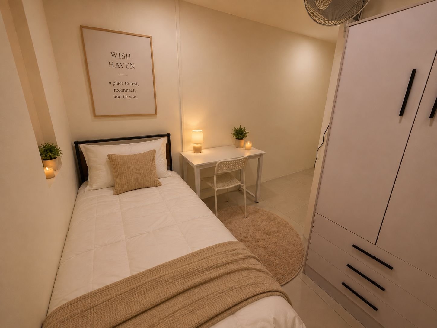 Wish Haven Cosy Single room with single bed, study desk and wardrobe